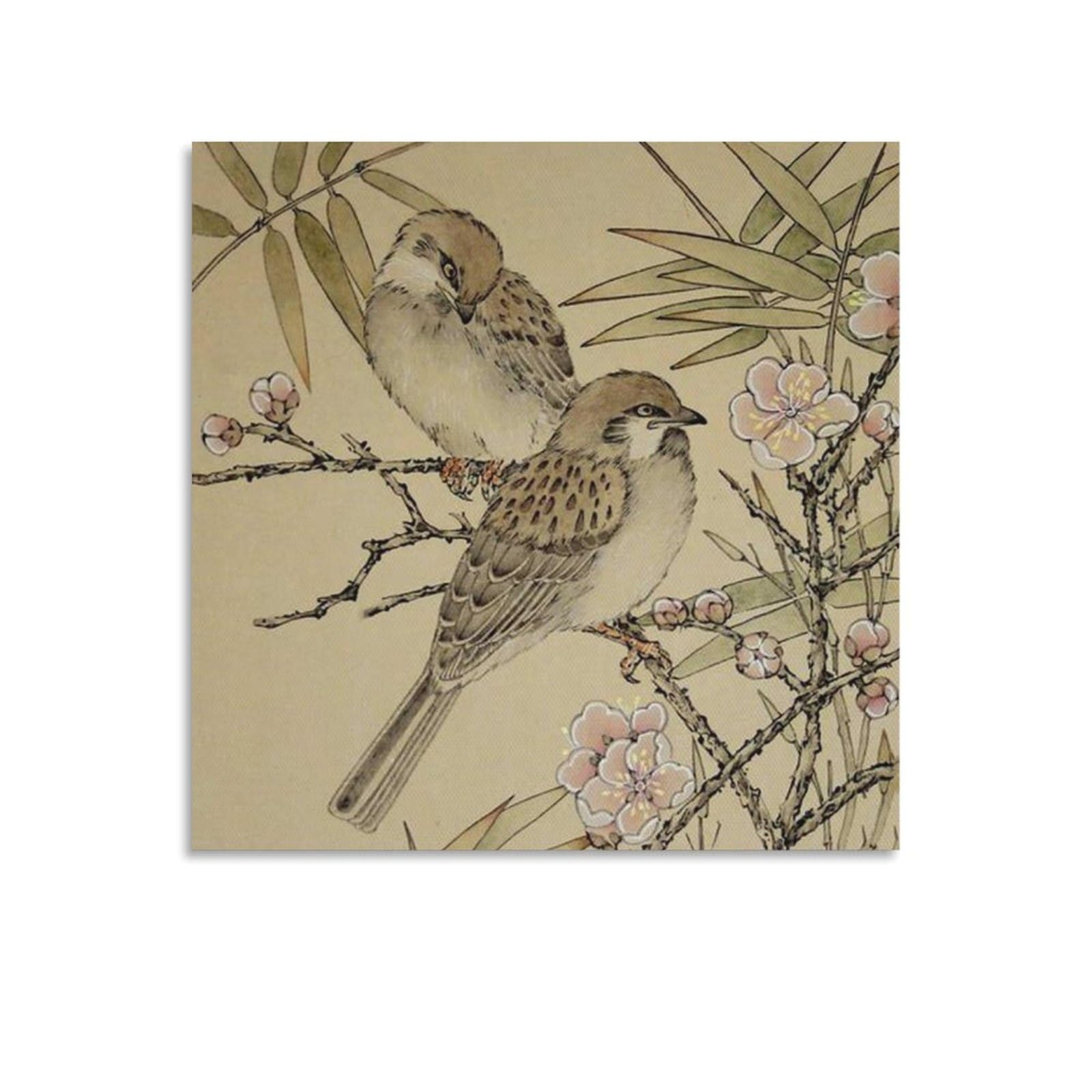 Amazon.co.jp: 浮世絵「竹に鳴く鳥の図 印刷 ウォールアート リビング